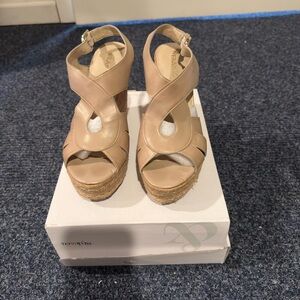 Stylish Beige Wedge Sandals
